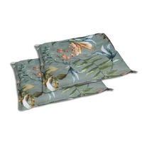 GARTENSITZKISSENSET Blätter  - Graublau/Braun, Basics, Textil (50/7/50cm)
