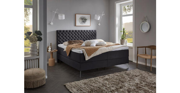 BOXSPRINGBETT 180/200 cm  in Anthrazit  - Chromfarben/Anthrazit, Design, Textil/Metall (180/200cm) - Xora