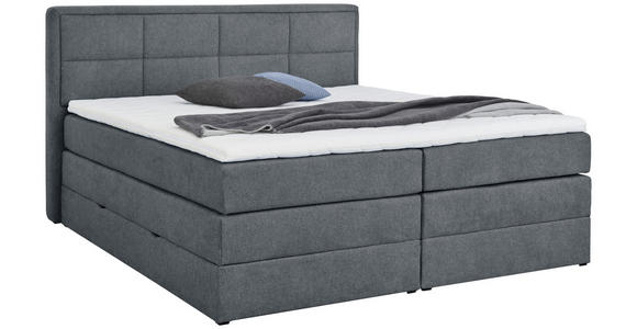 BOXSPRINGBETT 140/200 cm  in Blaugrau  - Blaugrau/Schwarz, KONVENTIONELL, Kunststoff/Textil (140/200cm) - Esposa