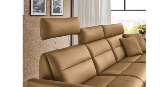 ECKSOFA in Echtleder Honig 300/157 cm - Schwarz/Honig, Design, Leder/Metall (300/157cm) - Dieter Knoll