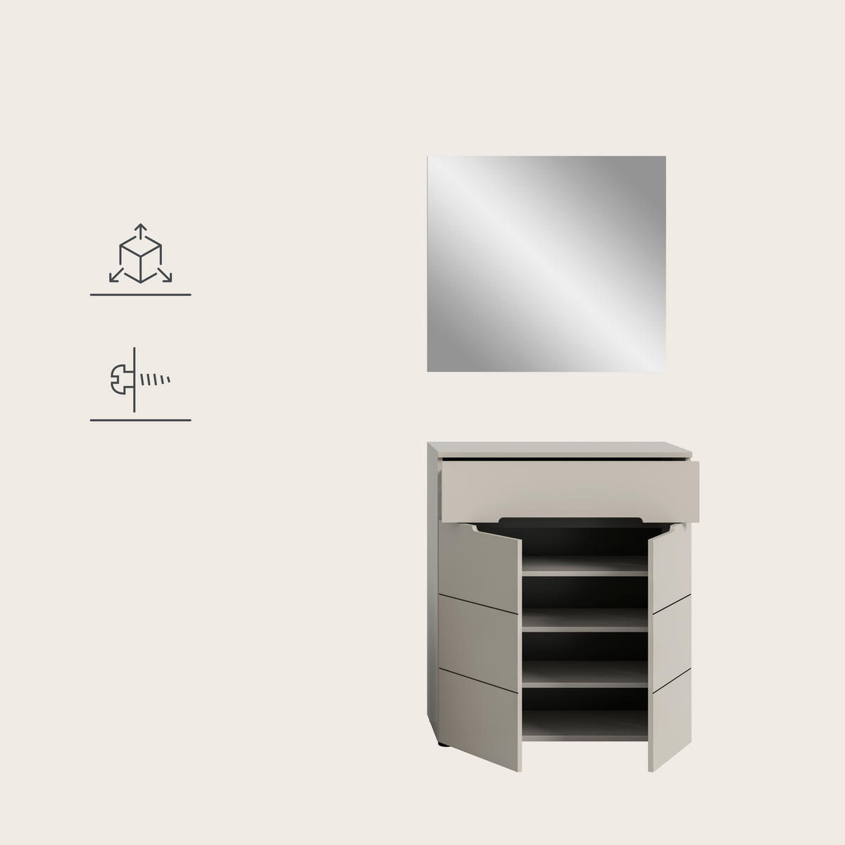 GARDEROBE 2-teilig  in 80/190/37 cm  - Kaschmir/Grau, Design, Holzwerkstoff (80/190/37cm) - MID.YOU