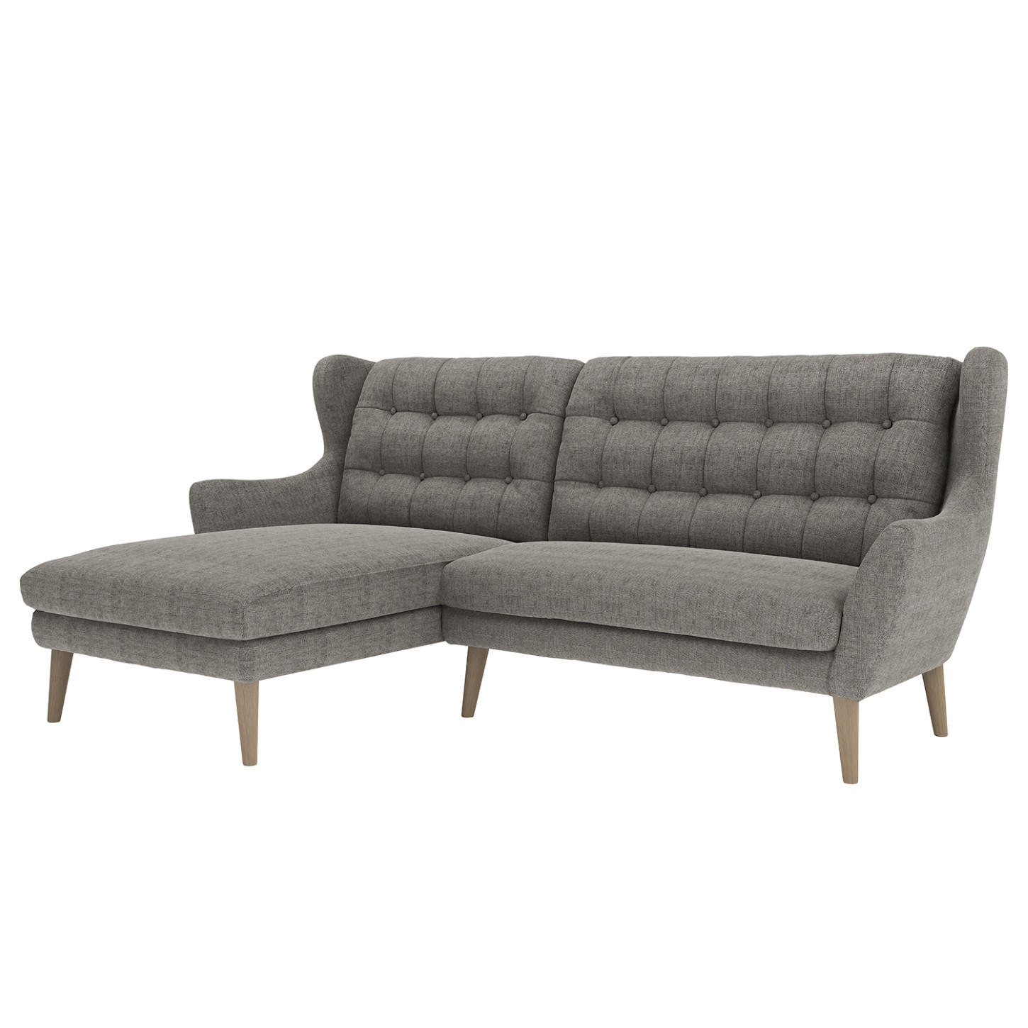 ECKSOFA in Webstoff Dunkelgrau - Eichefarben/Dunkelgrau, Konventionell, Holz/Textil (250/107/173cm) - Trendmanufaktur