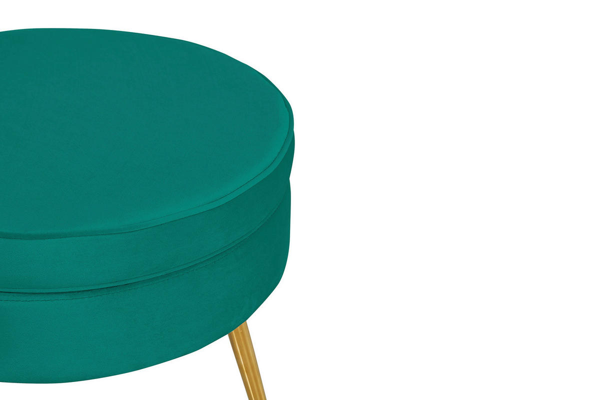 HOCKER in Textil Grün  - Goldfarben/Grün, MODERN, Textil/Metall (52/41/52cm) - Livetastic
