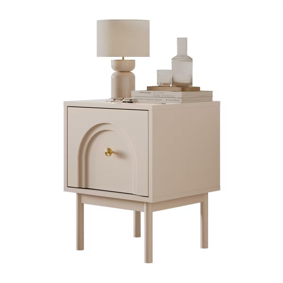 NACHTSCHRANK 41,5/53,5/39 cm  - Kaschmir/Goldfarben, Design, Holzwerkstoff/Metall (41,5/53,5/39cm) - Boxxx