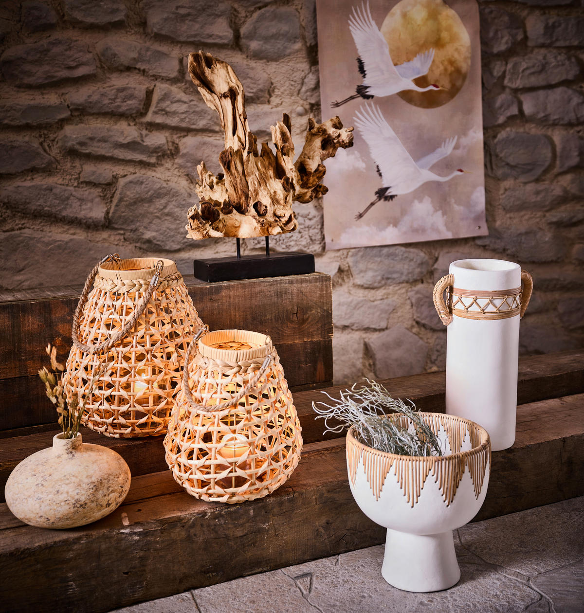 SKULPTUR - Schwarz/Naturfarben, Natur, Holz/Metall (45/50/25cm) - Ambia Home