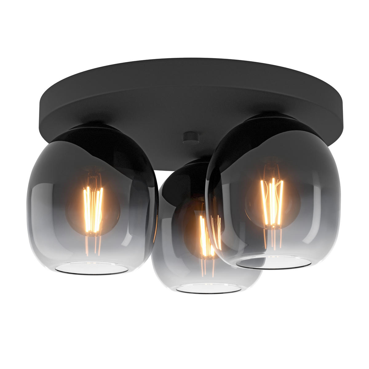 STROPNÉ SVIETIDLO, 40/19 cm  - čierna, Basics, kov/sklo (40/19cm) - Novel