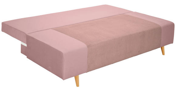 SCHLAFSOFA in Cord, Velours Rosa  - Buchefarben/Creme, KONVENTIONELL, Holz/Textil (191/92/89cm) - Carryhome