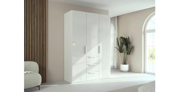 DREHTÜRENSCHRANK 151/235/61 cm,  in Weiß, 3-türig  - Weiß, Basics, Glas/Holzwerkstoff (151/235/61cm) - Novel