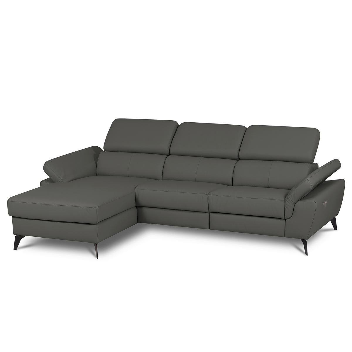 ECKSOFA  in Lederlook Echtleder Anthrazit  179/252 cm  - Anthrazit/Schwarz, Design, Leder/Textil (179/252cm) - Livetastic
