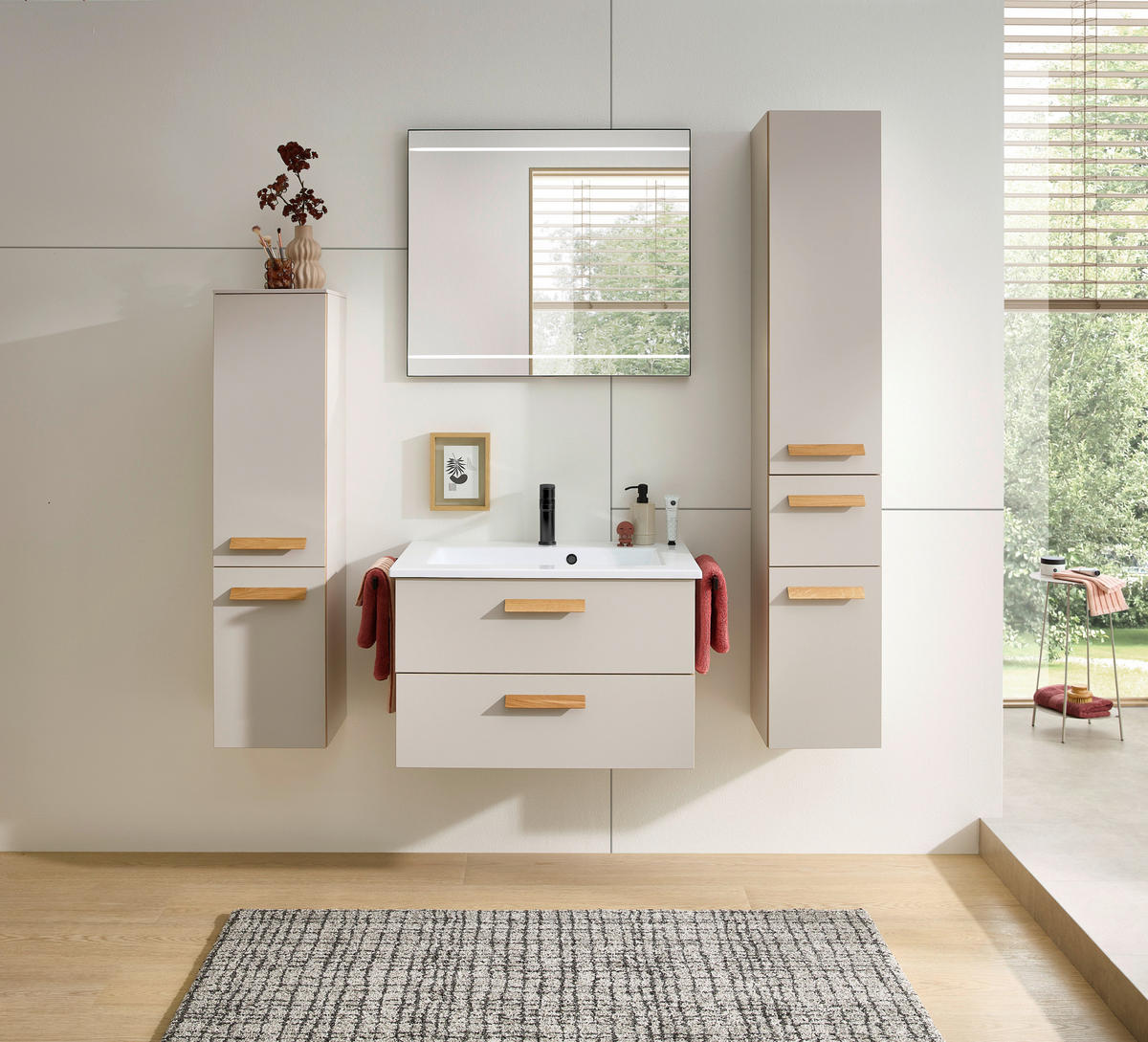 WASCHTISCHKOMBI 78 cm  - Kaschmir/Eichefarben, MODERN, Holz/Holzwerkstoff (78cm) - Dieter Knoll