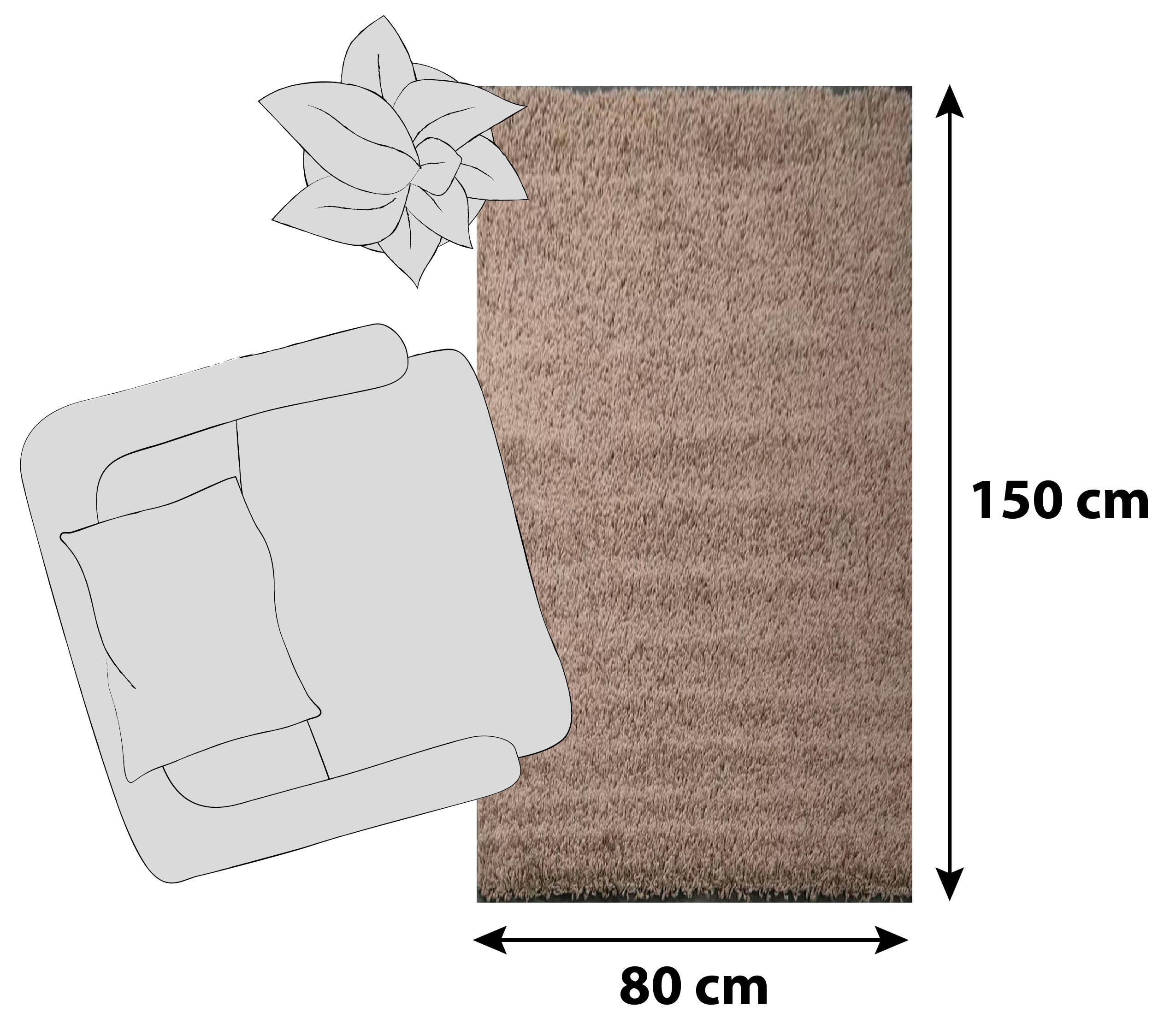 HOCHFLORTEPPICH Nussbaumfarben  - Nussbaumfarben, MODERN, Textil (80/3/150cm)