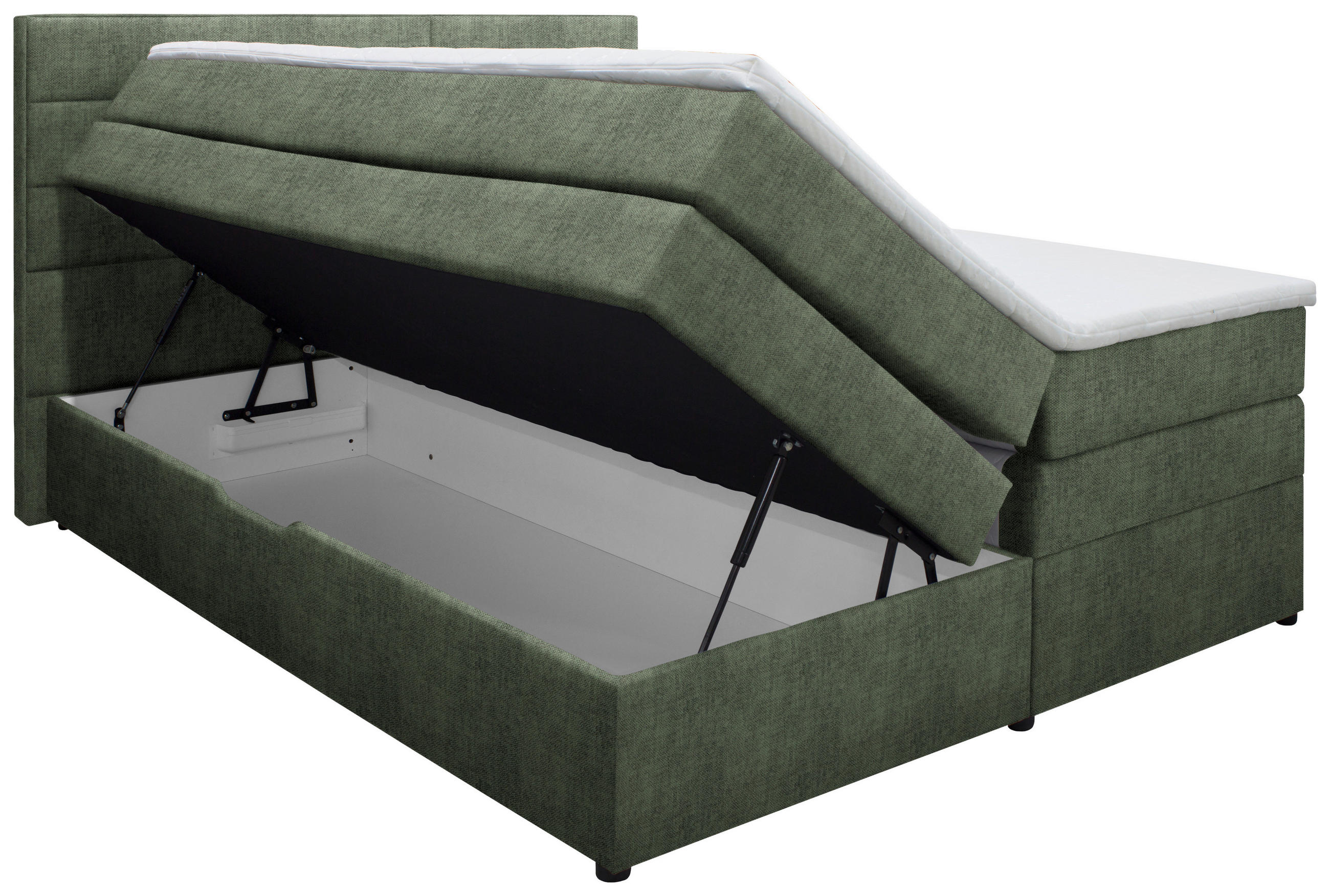 BOXSPRINGBETT 180/200 cm  in Olivgrün  - Wengefarben/Olivgrün, KONVENTIONELL, Holz/Textil (180/200cm) - Carryhome