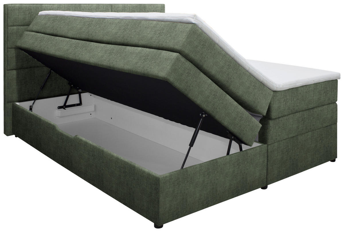 BOXSPRINGBETT 160/200 cm  in Olivgrün  - Wengefarben/Olivgrün, Konventionell, Holz/Textil (160/200cm) - Carryhome