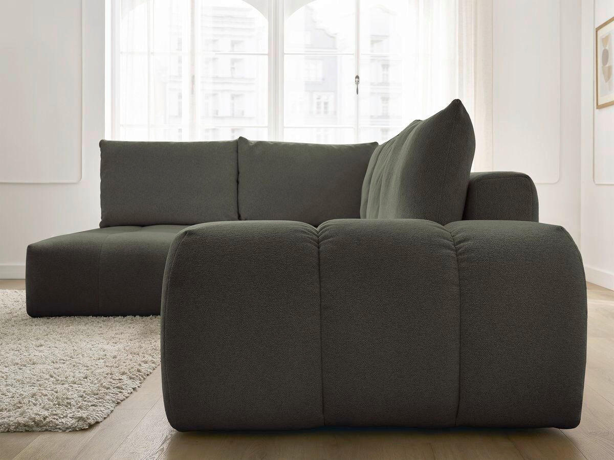 ECKSCHLAFSOFA EVEREST  mit Rücken echt, Armteil links, Armteil rechts Flachgewebe Grün  - Schwarz/Grün, MODERN, Kunststoff/Textil (320/212cm)
