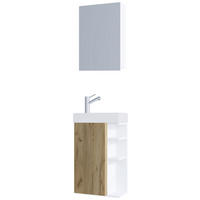 GÄSTBADRUM 40 cm  - vit/honungsek, Modern, trämaterial/glas (40cm) - MID.YOU