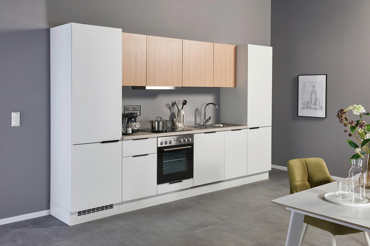 KÜCHENLEERBLOCK 340 cm   in Weiß, Eichefarben  - Eichefarben/Beige, Design, Holzwerkstoff/Metall (340cm) - MID.YOU