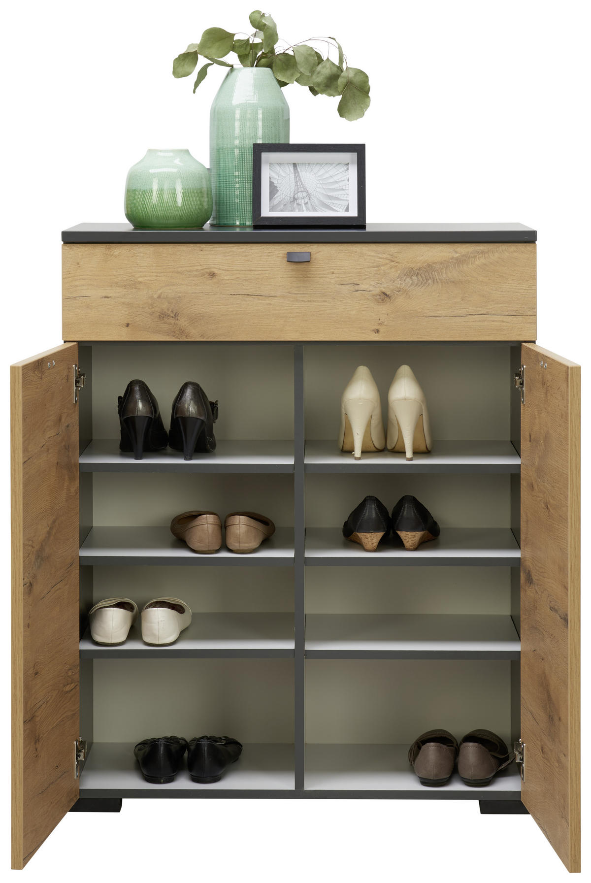 GARDEROBE 7-teilig  in 240/200/34 cm  - Eichefarben/Anthrazit, Design, Holzwerkstoff (240/200/34cm) - Moderano