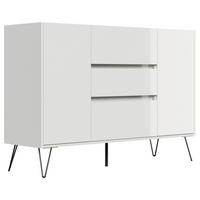 SIDEBOARD Posseik Industrial 140/93,6/42 cm 3 Schublade(n)  - Weiß Hochglanz/Eichefarben, Design, Holzwerkstoff/Metall (140/93,6/42cm) - P & B