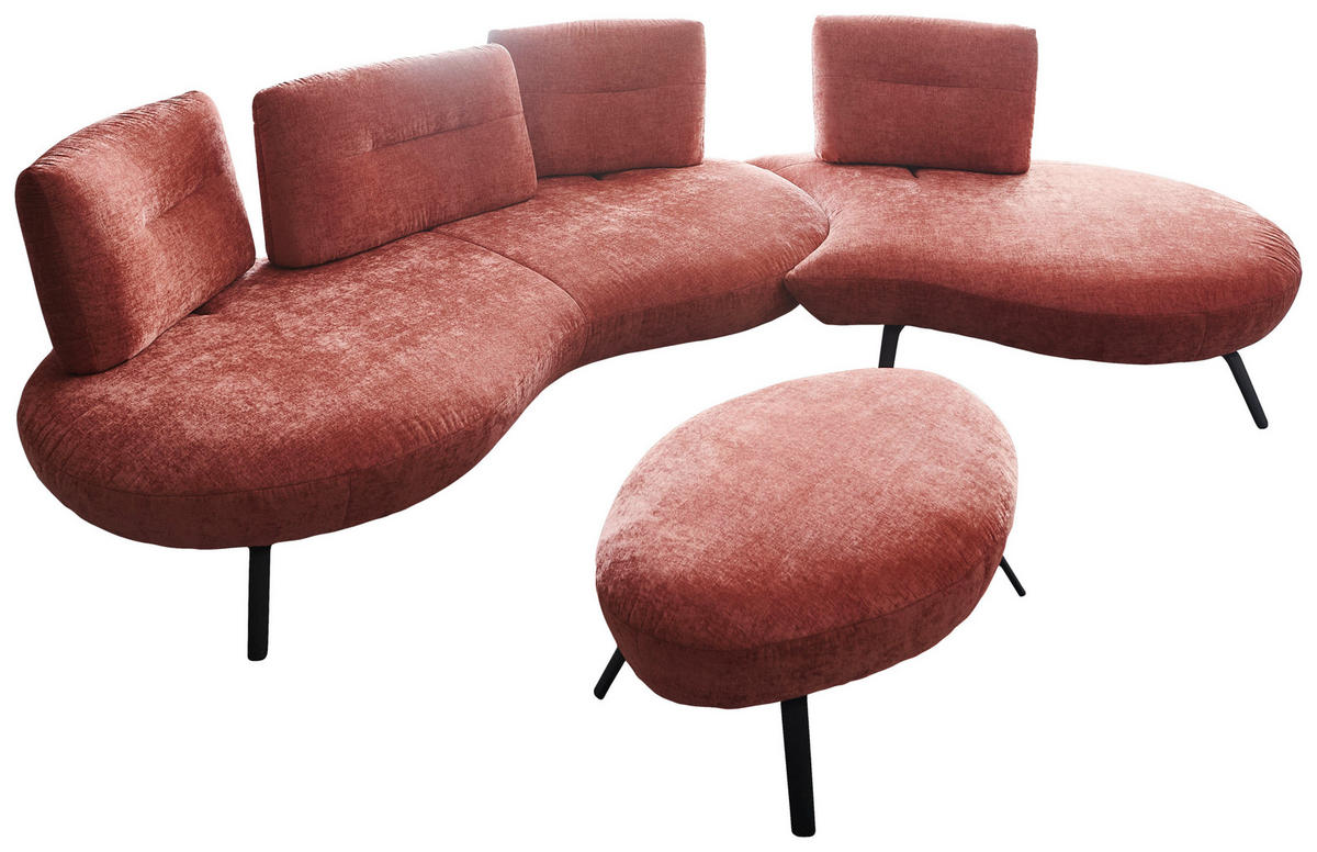 BIGSOFA Flachgewebe Rot  - Rot/Schwarz, Design, Textil/Metall (456/93/138cm) - Moderano