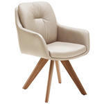 ARMLEHNSTUHL in Holz, Leder Beige, Eiche Bianco  - Eiche Bianco/Beige, Design, Leder/Holz (62/90/65cm) - Waldwelt