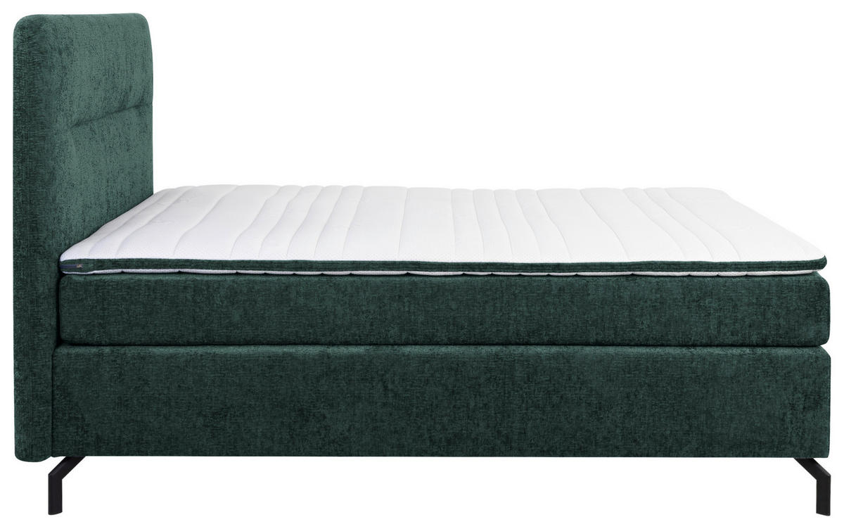 BOXSPRINGBETT 140/200 cm  in Dunkelgrün  - Dunkelgrün/Schwarz, Design, Textil/Metall (140/200cm) - Esposa