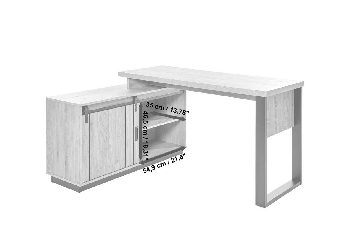 ECKSCHREIBTISCH 150/116/75,5 cm  in Eichefarben  - Eichefarben/Schwarz, MODERN, Holzwerkstoff/Metall (150/116/75,5cm) - MID.YOU