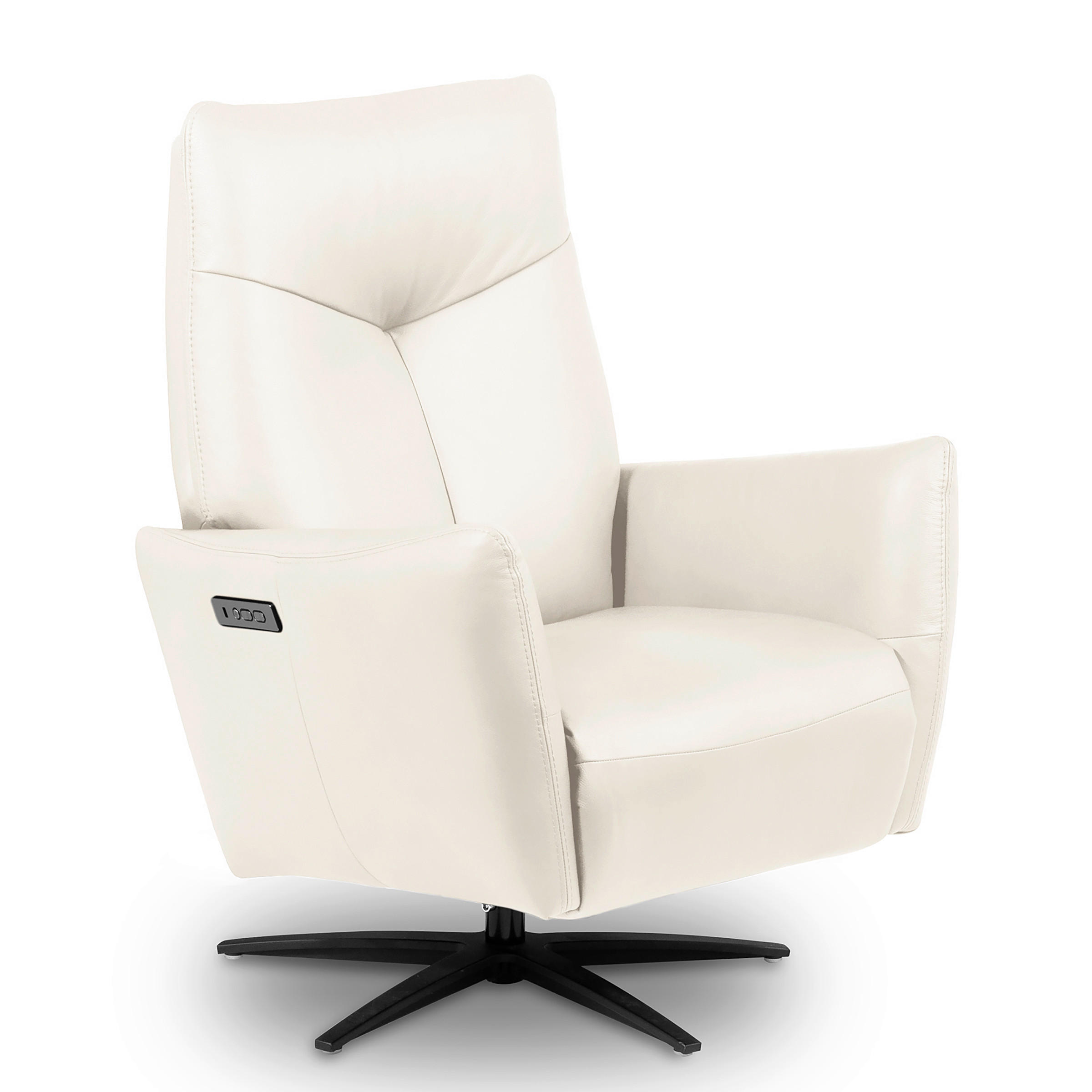 RELAXSESSEL Leder Weiss  - Weiss/Schwarz, Design, Leder/Metall (76/107/88cm) - Livetastic