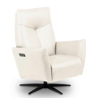 RELAXSESSEL Leder Weiss  - Weiss/Schwarz, Design, Leder/Metall (76/107/88cm) - Livetastic