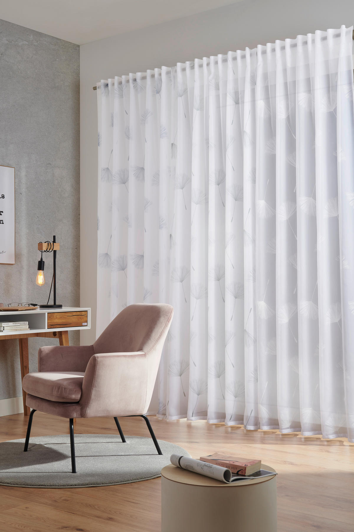KÉSZFÜGGÖNY részben áttetsző  - fehér, Konventionell, textil (140/245cm) - Esposa