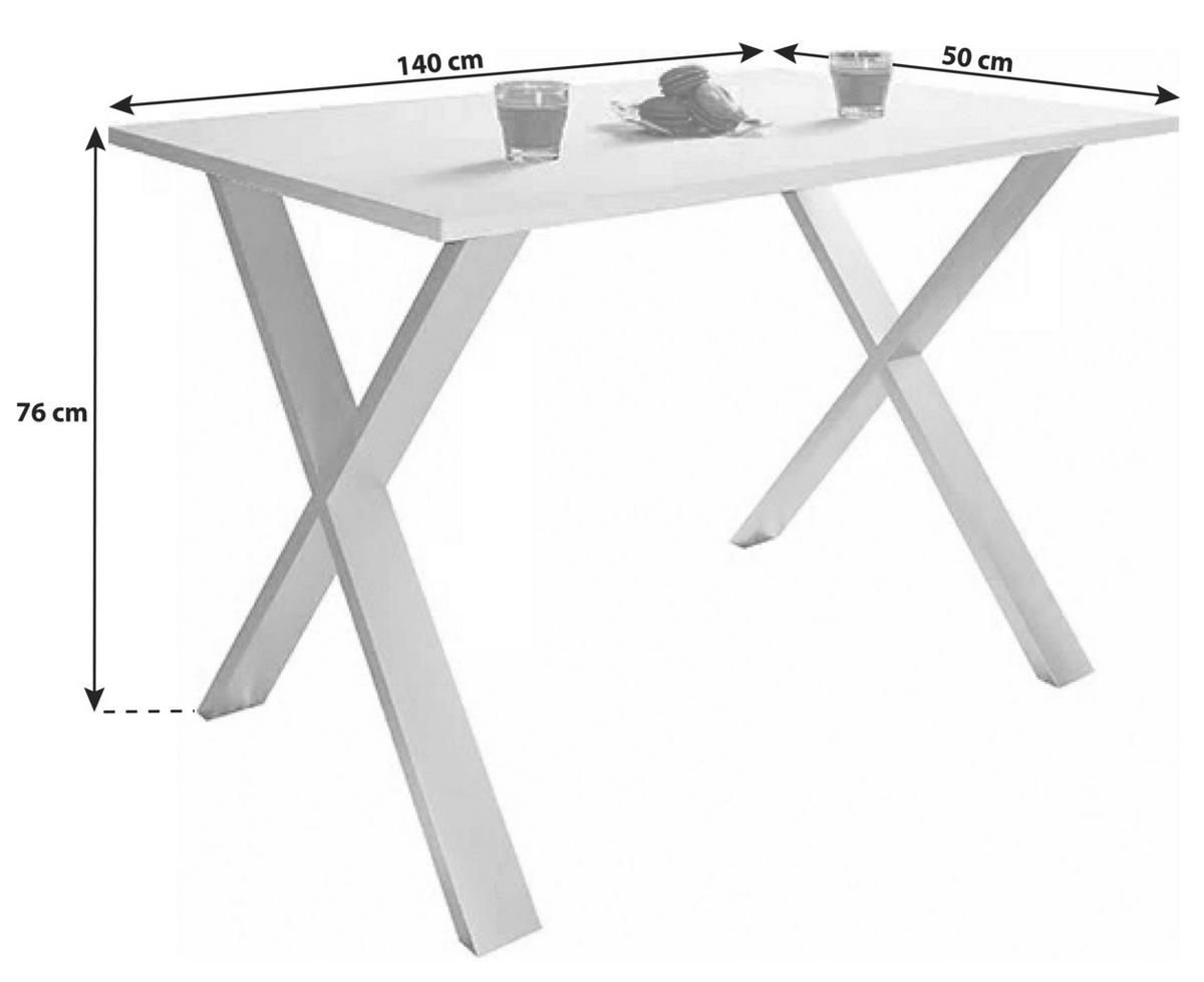 ESSTISCH rechteckig Sonoma Eiche  - Silberfarben/Sonoma Eiche, Basics, Holzwerkstoff/Metall (140/50/76cm) - MID.YOU