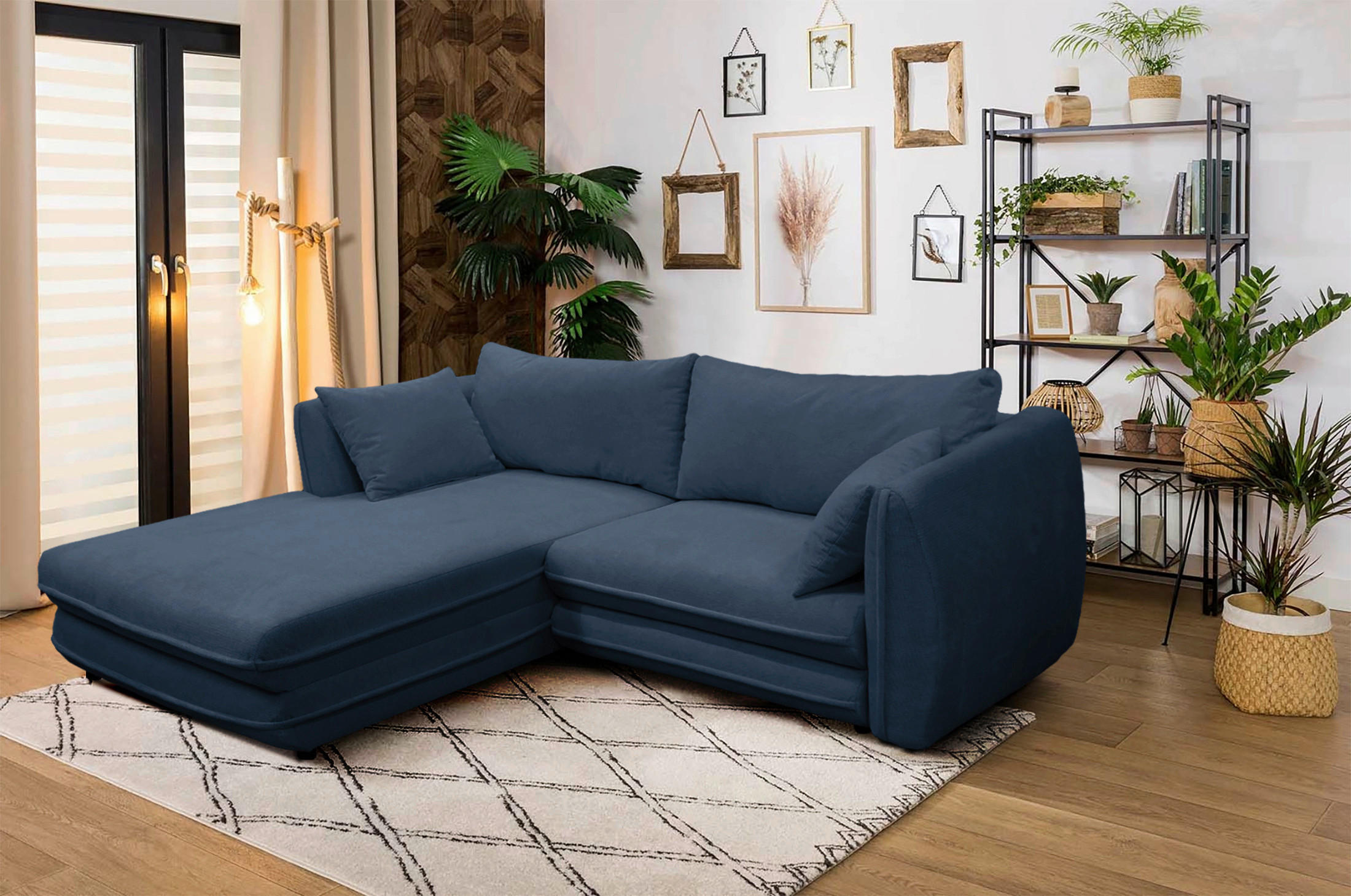 ECKSOFA Dunkelblau Struktur  - Schwarz/Dunkelblau, Design, Kunststoff/Textil (201/240cm) - MID.YOU