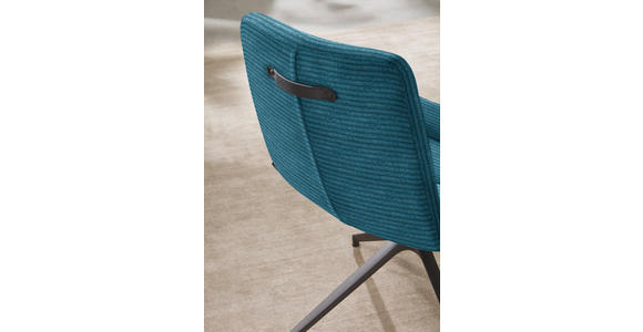 ARMLEHNSTUHL  in Cord  - Petrol/Schwarz, Design, Textil/Metall (61/88/66cm) - Dieter Knoll