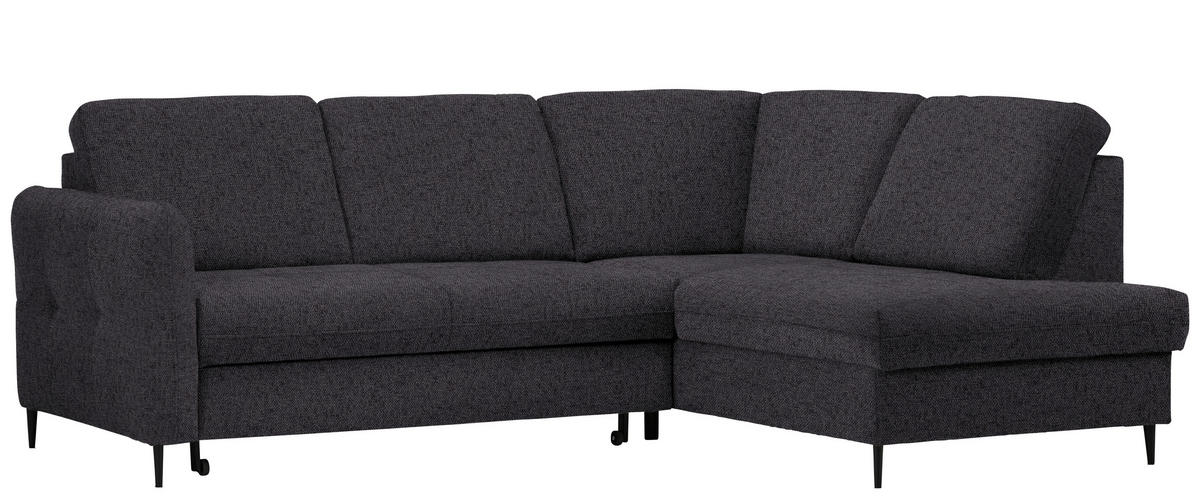 ECKSOFA in Chenille Dunkelbraun  - Dunkelbraun/Schwarz, Modern, Holz/Textil (241/184cm) - Carryhome