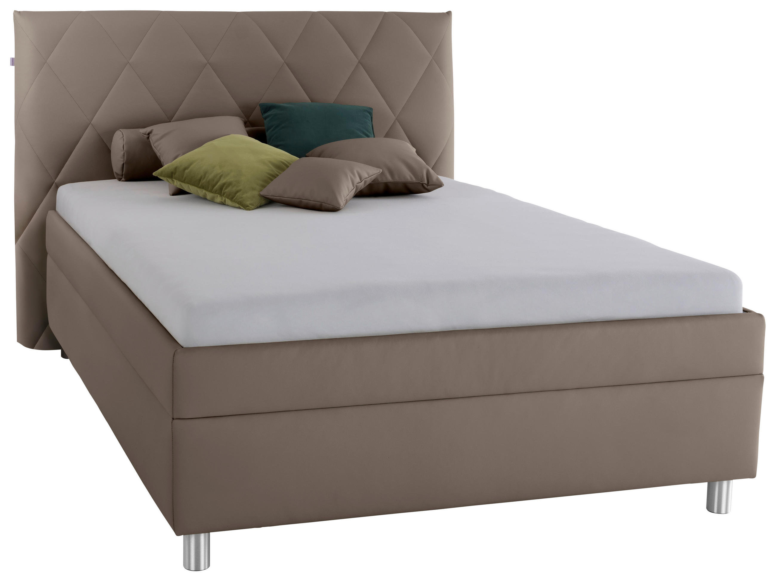 POLSTERBETT Matratze, Lattenrost, Bettkasten 140/200 cm  in Cappuccino  - Birkefarben/Silberfarben, KONVENTIONELL, Holz/Textil (140/200cm) - Esposa