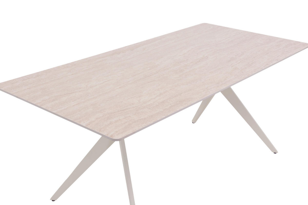 ESSTISCH Beige rechteckig   - Beige/Weiß, MODERN, Stein/Metall (90/180/76cm) - MID.YOU