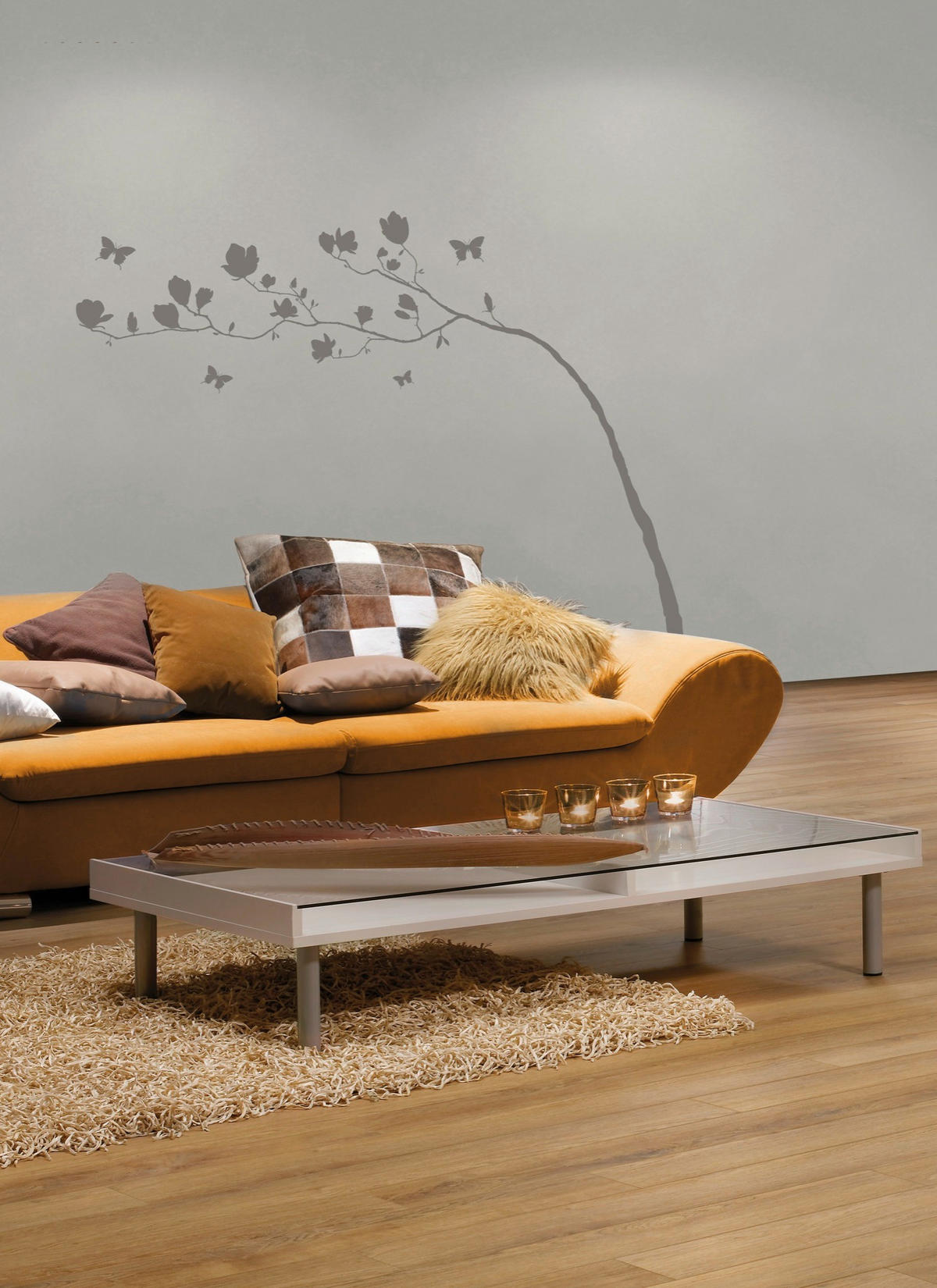 DEKOSTICKER 100/70 cm    Arabesque  - Klar/Grau, Natur, Kunststoff (100/70cm) - Komar