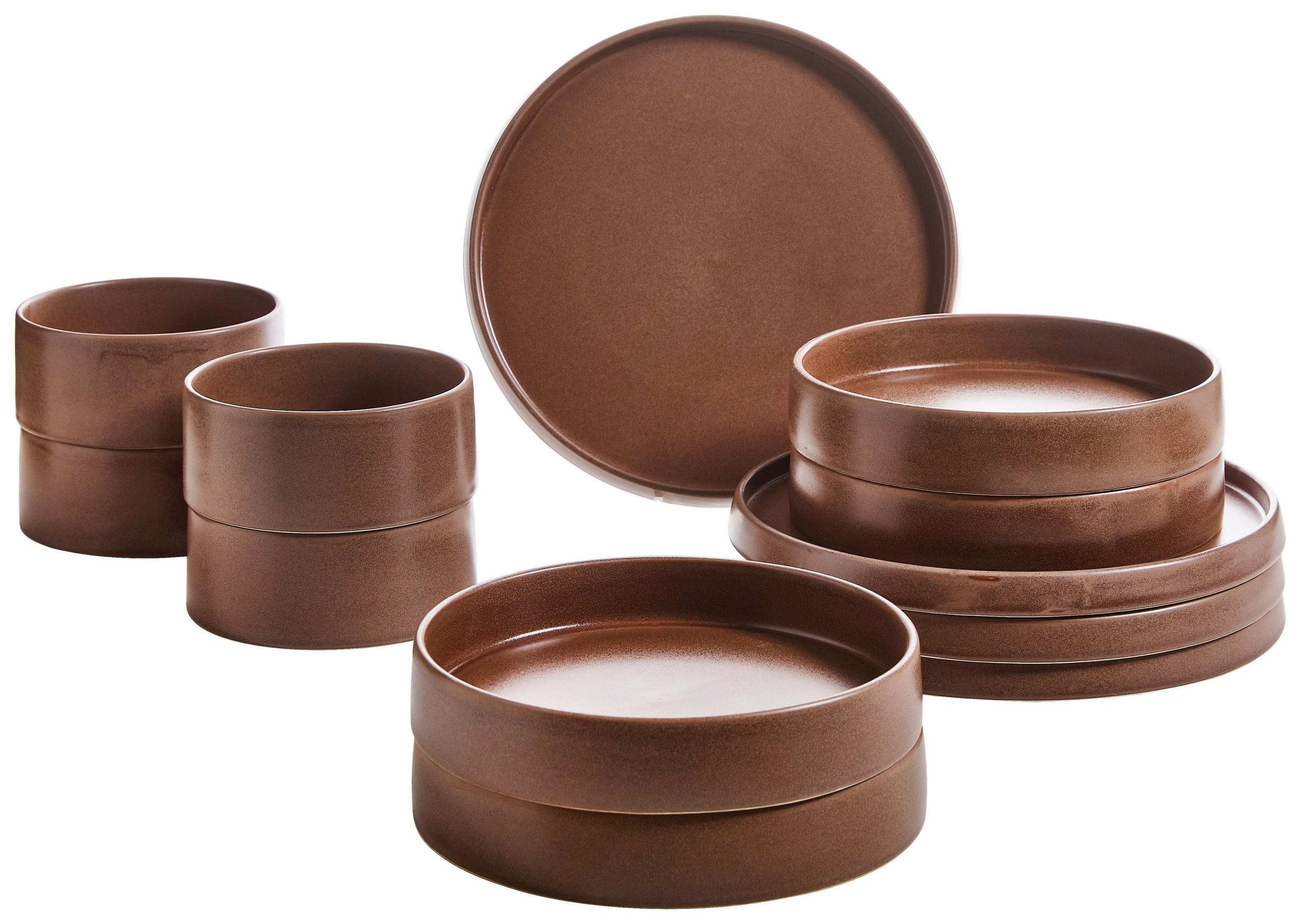 KOMBISERVICE Kyoto 12-teilig  - Braun, Trend, Keramik - Novel