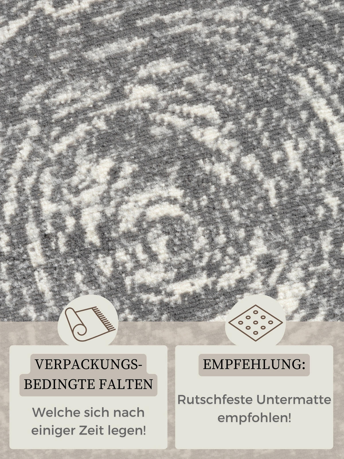 WEBTEPPICH 120 cm Gloria Creme, Grau  - Creme/Grau, Design, Kunststoff/Textil (120cm)
