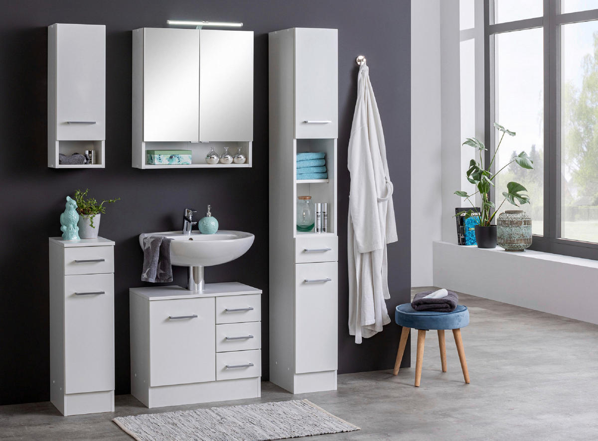 WASCHBECKENUNTERSCHRANK 60/56/35 cm  - Chromfarben/Weiß, MODERN, Holzwerkstoff/Metall (60/56/35cm) - Held