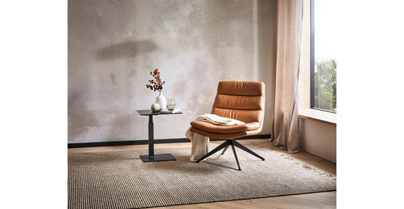 DESIGNSESSEL in Echtleder Cognac  - Cognac/Schwarz, Design, Leder/Metall (77/64,5/64,5cm) - Dieter Knoll