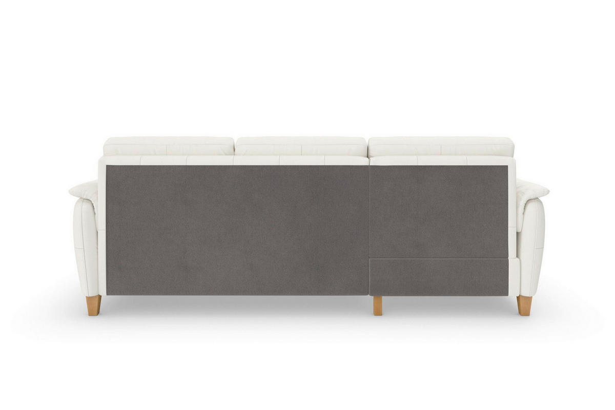 ECKSOFA PALMERA E in Mikrofaser Kombination Echtleder/Stoff Weiß  163/244 cm  - Eichefarben/Weiß, Basics, Leder/Holz (163/244cm) - Sit & More