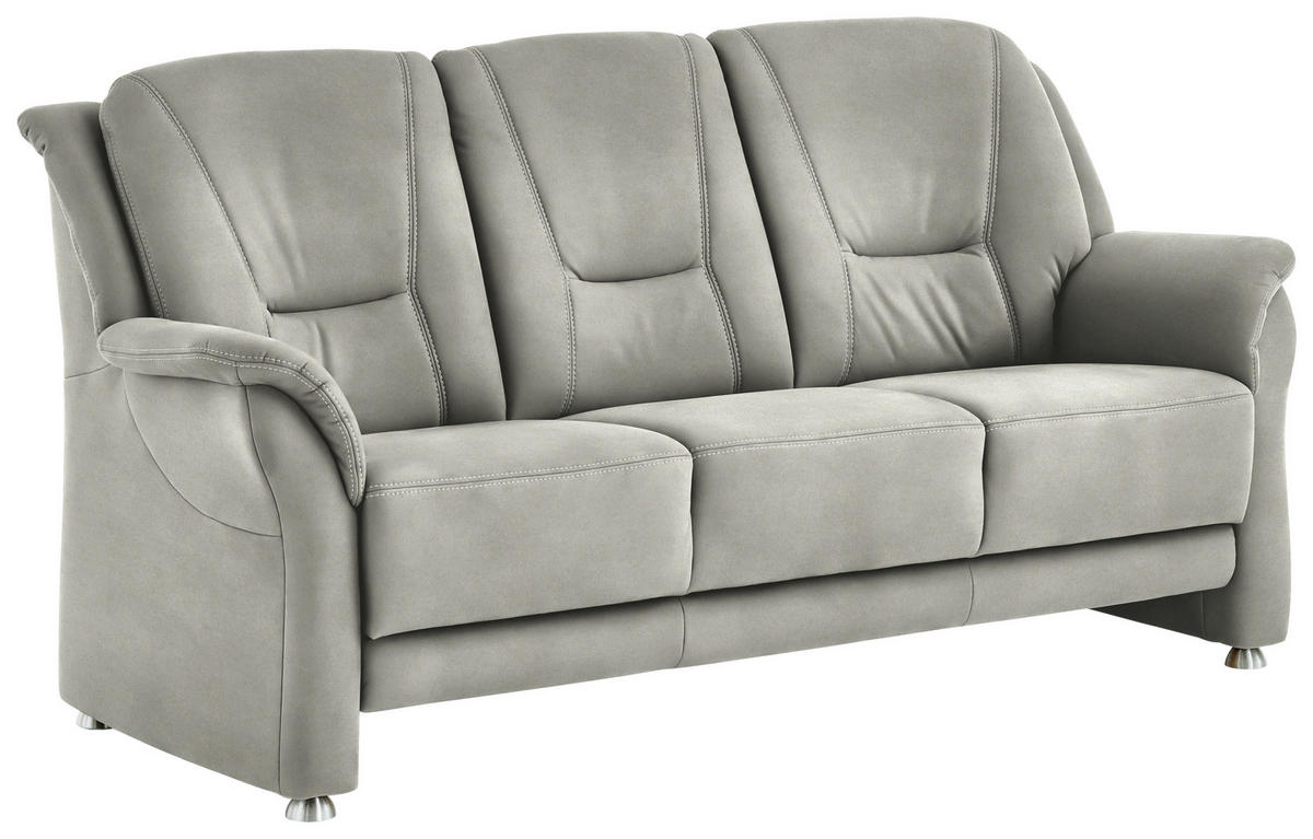 3-SITZER-SOFA in Mikrofaser Silberfarben  - Beige/Silberfarben, Konventionell, Textil/Metall (198/100/89cm) - Beldomo Comfort