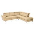 ECKSOFA in Echtleder Beige  - Beige/Alufarben, Design, Leder/Metall (271/242cm) - Cantus