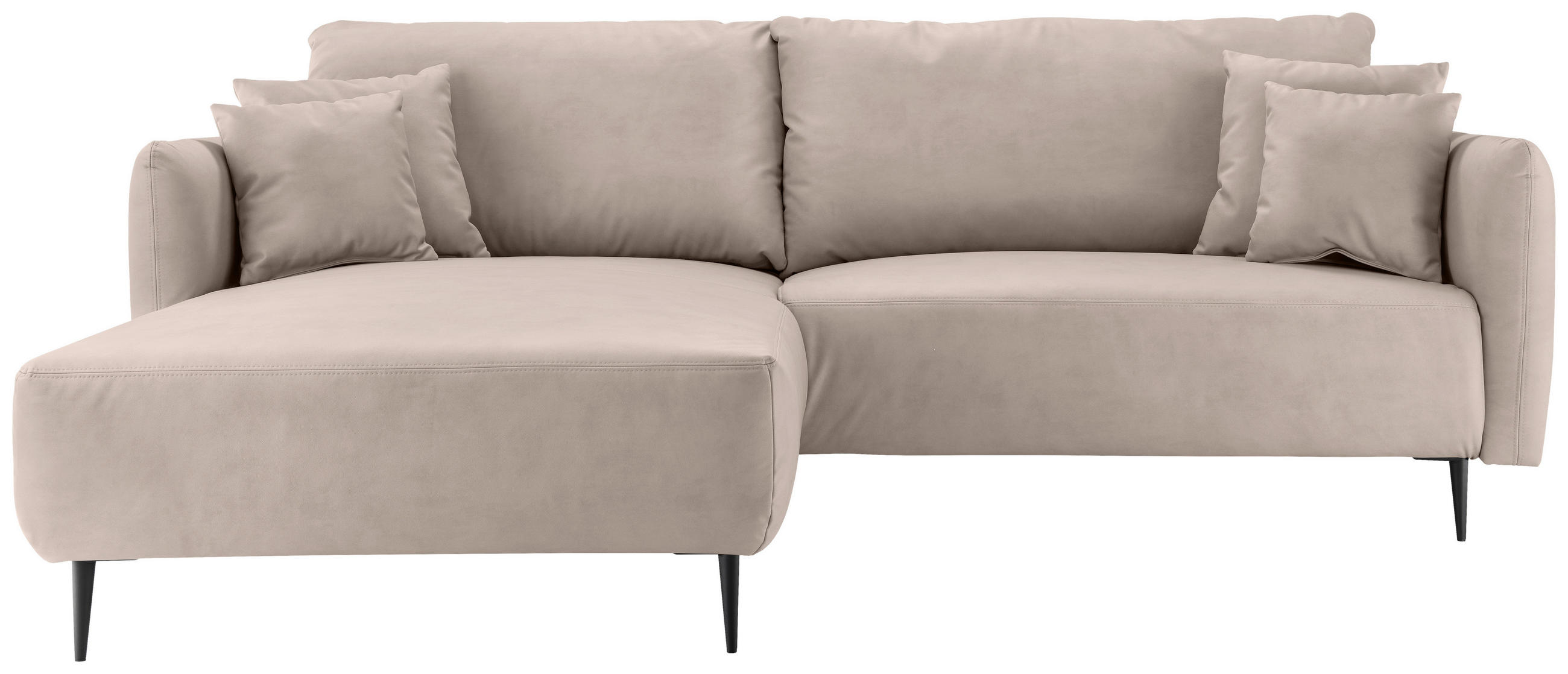 ECKSOFA Beige Lederlook Zierkissen, Rückenkissen, Armteilverstellung  - Beige/Schwarz, Design, Textil/Metall (178/264-302cm) - Livetastic