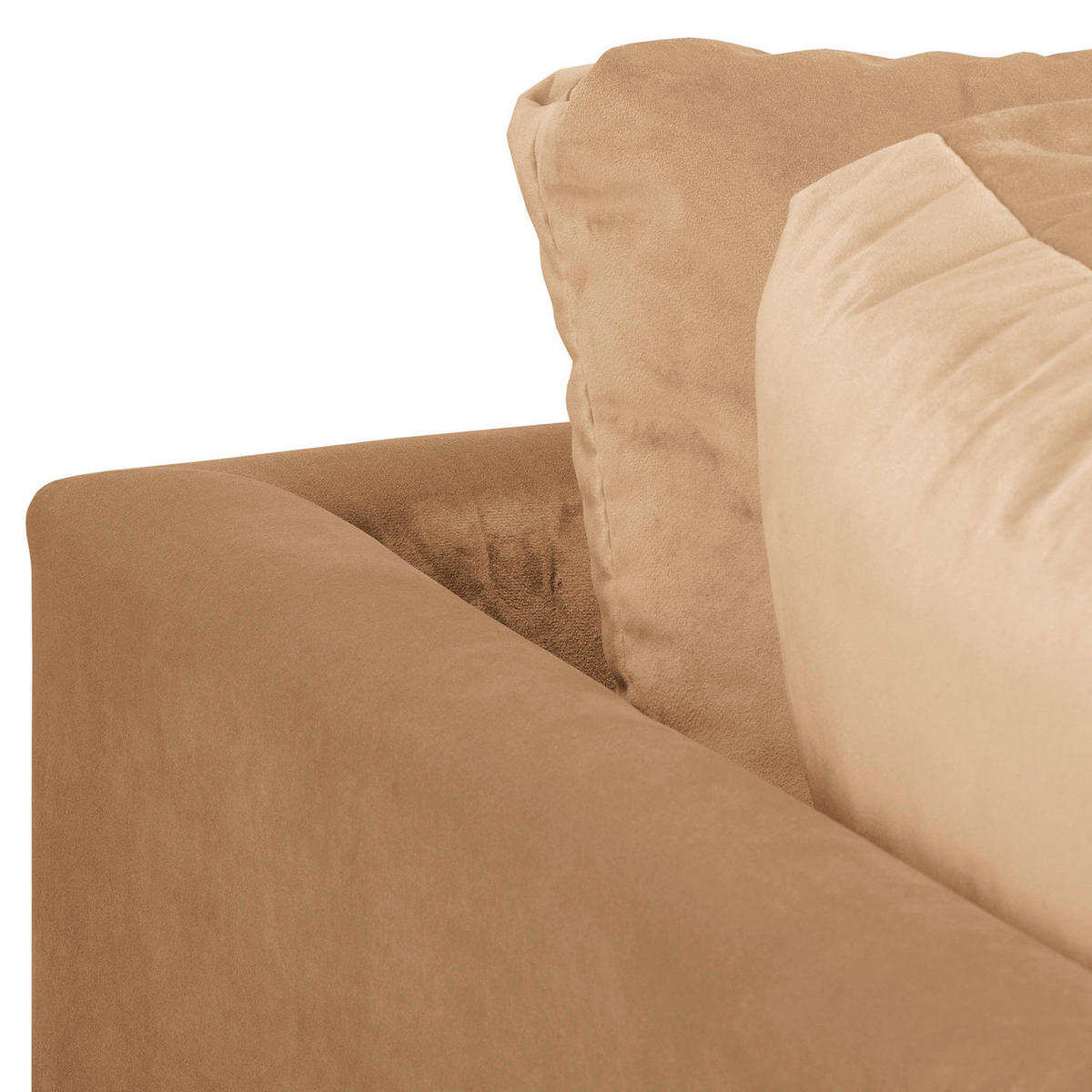 ECKSOFA inkl. Hocker Ariella in Samt Hellbraun  161/231 cm  - Hellbraun/Naturfarben, Design, Holz/Textil (161/231cm) - Livetastic