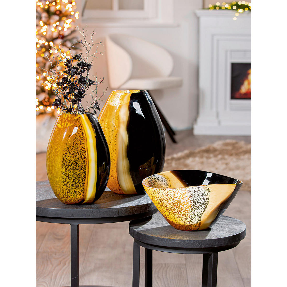 DEKOVASE  - Braun/Orange, LIFESTYLE, Glas (22/32/12cm)