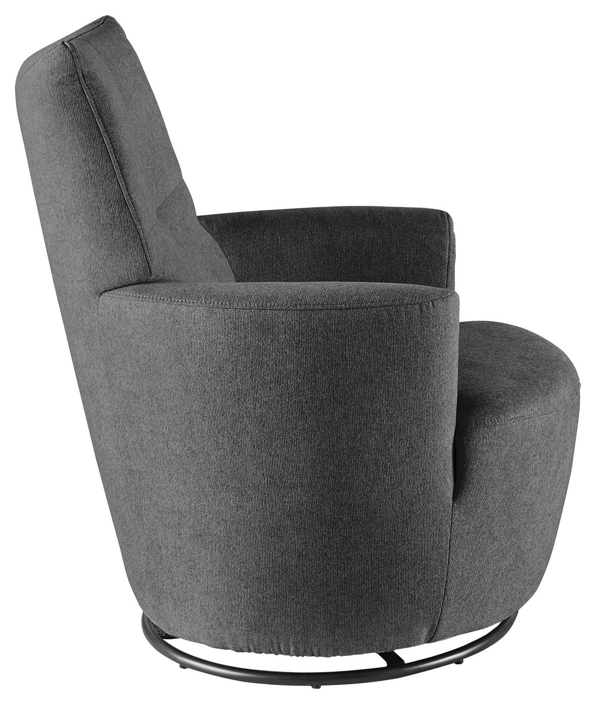 SESSEL Webstoff Graphitfarben    - Graphitfarben/Schwarz, Design, Textil/Metall (80/96/88cm) - SetOne by Musterring