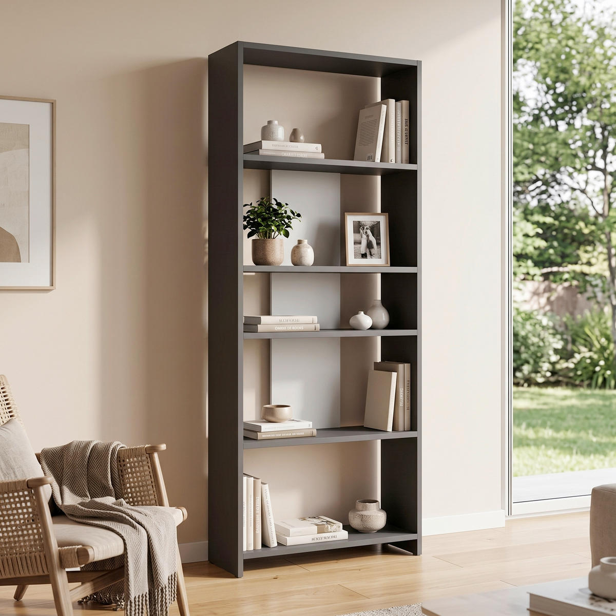 REGAL  56,9/160/25 cm Anthrazit, Grau  - Anthrazit/Grau, Design, Holzwerkstoff (56,9/160/25cm) - Livetastic