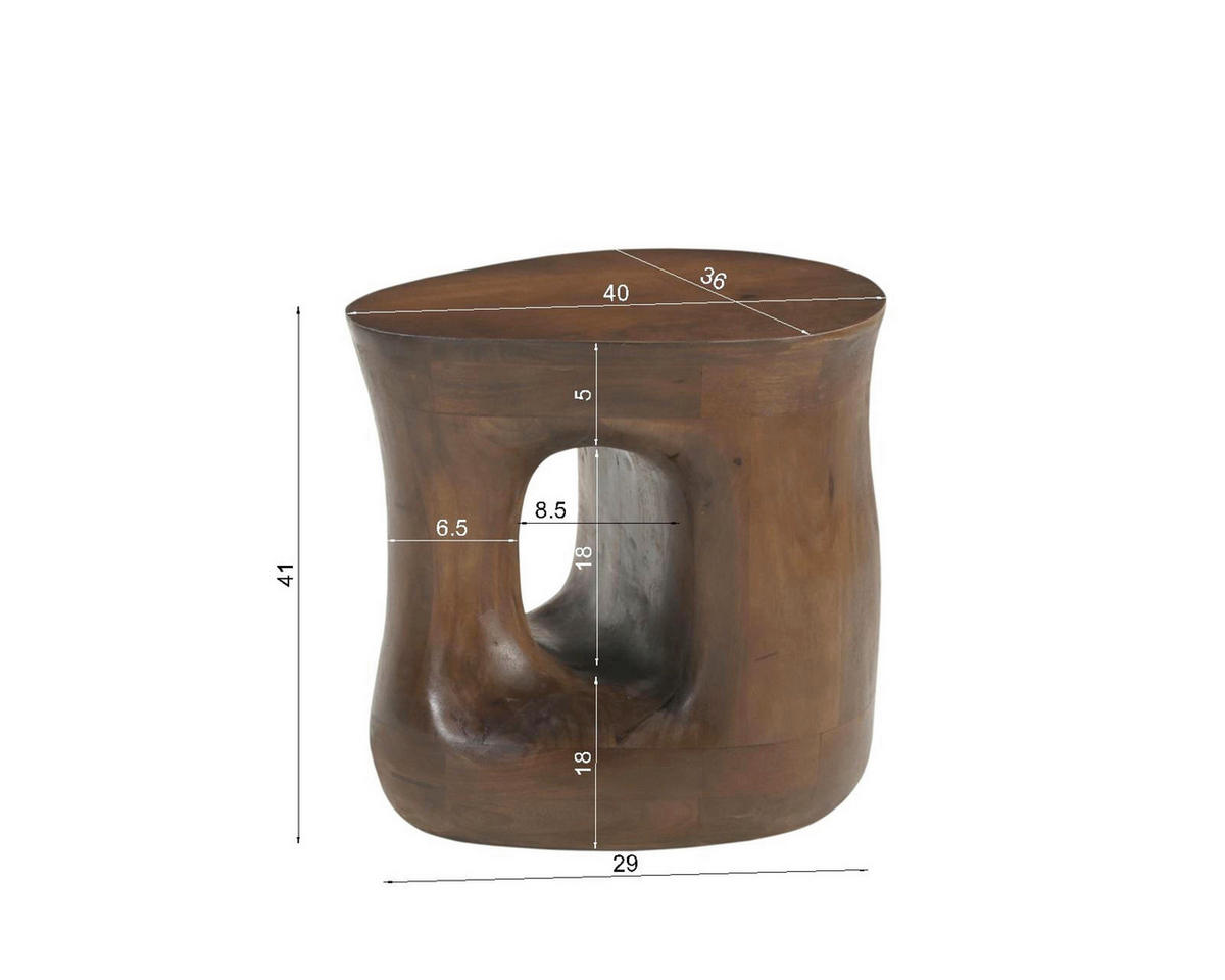 BEISTELLTISCH Mangoholz massiv Braun Freiform  - Braun, Design, Holz (40/41/36cm) - MID.YOU