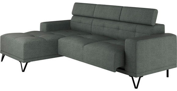 ECKSOFA Waldgrün Chenille - Waldgrün/Schwarz, KONVENTIONELL, Textil/Metall (178/264cm) - Hom`in
